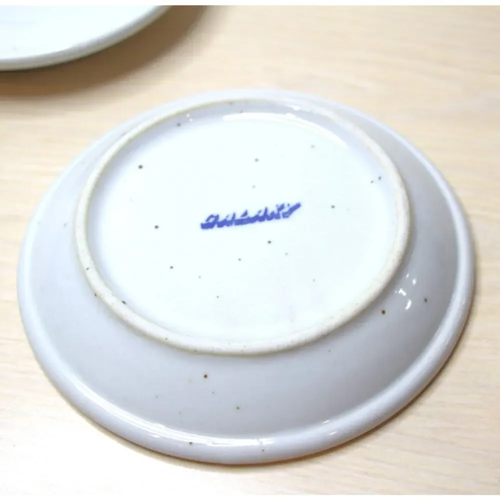 Galaxy 1960 Milkstone Ceramic Saucers Set 2 Speckled Retro Stoneware Art Pottery